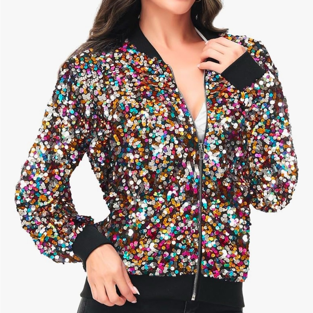 Multicolored Sequined Jacket. Worn Once - image 1